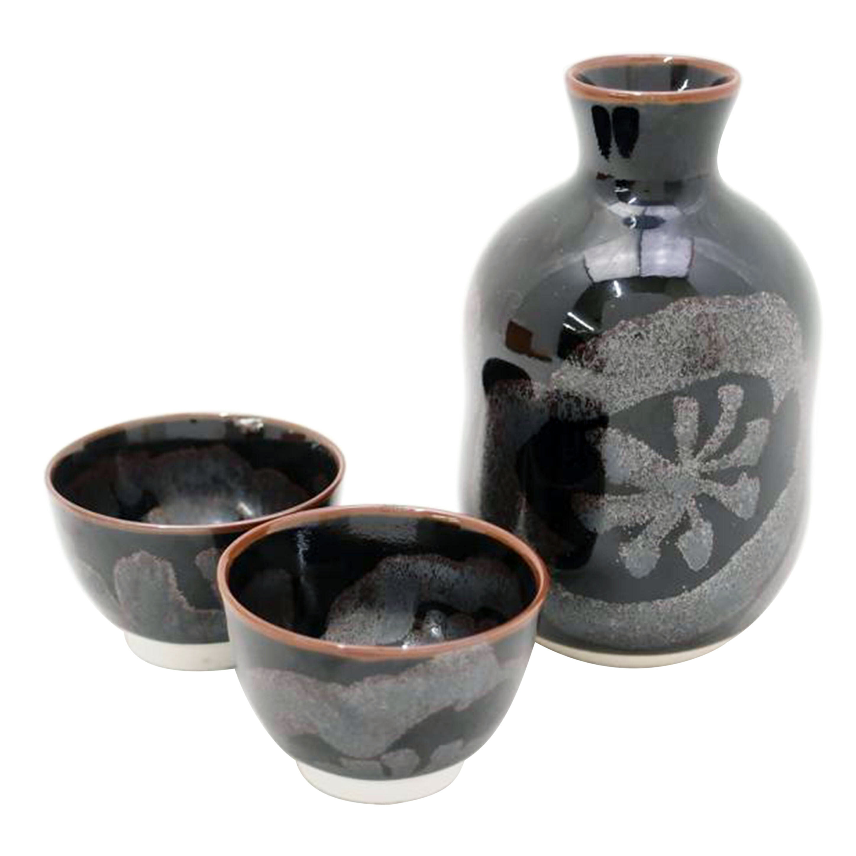 酒器セット 青木龍山作 天目花紋 酒器セット 青木龍山作 天目花紋 酒器