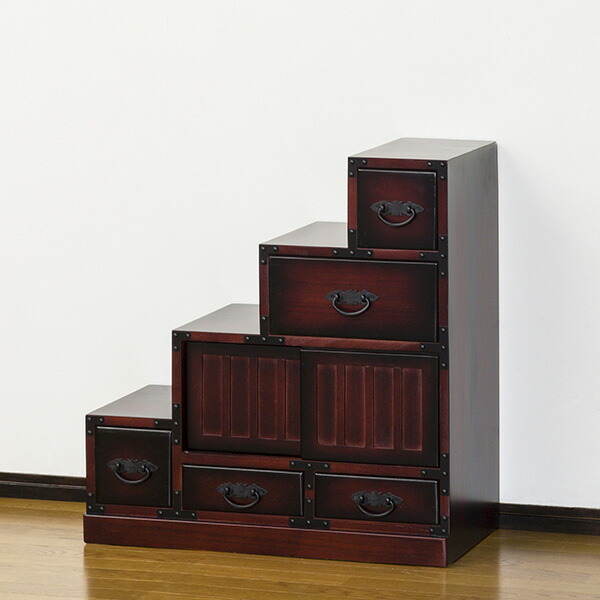 楽天市場】【収納家具】 民芸調 階段箪笥 左下がり 【64733】【送料