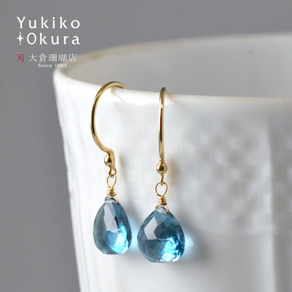 楽天市場】【全品ポイント5倍】ロンドンブルートパーズ ピアス K18 18