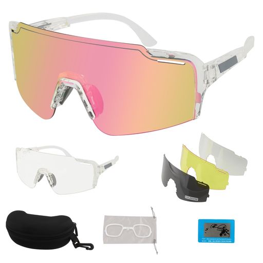 スポーツ用サングラス クリアフレーム ピンクレンズ 100% スポーツ用
