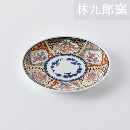 古伊万里 金彩 色絵皿 白抜き技法 兎 花籠 雪輪 大皿 古伊万里染錦金