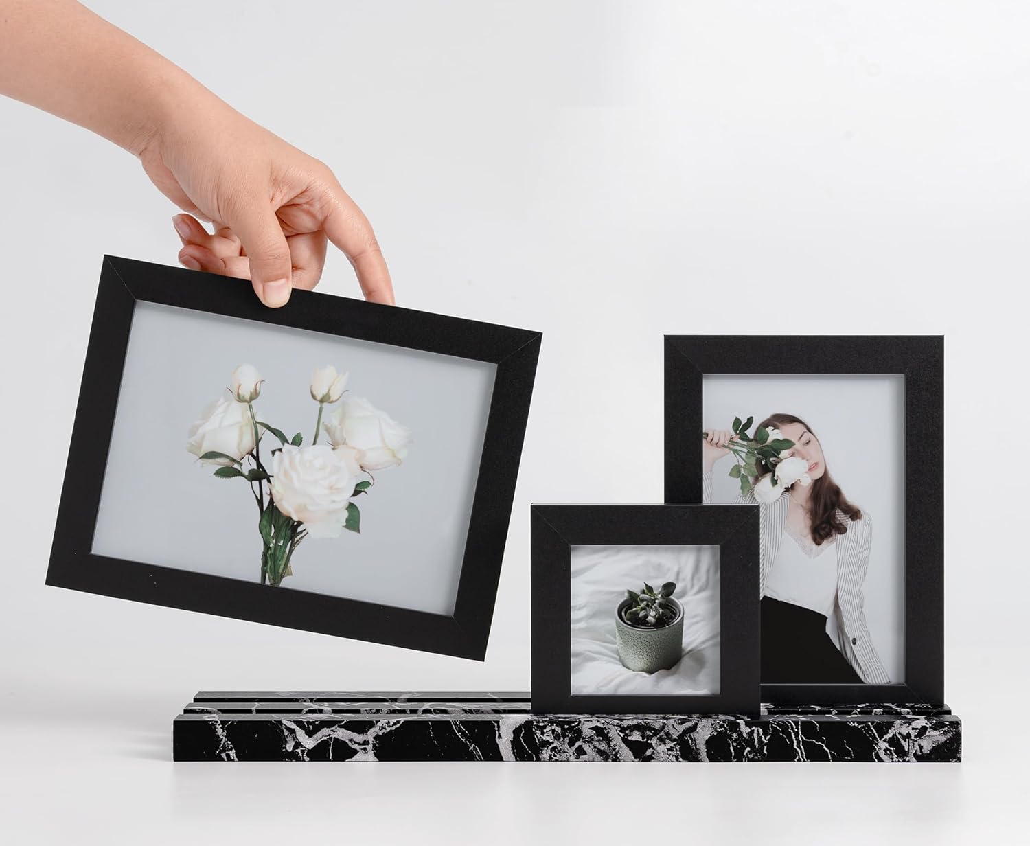 楽天市場】SUMGAR フォトフレーム 3枚 木製&大理石模様ベース 色紙や