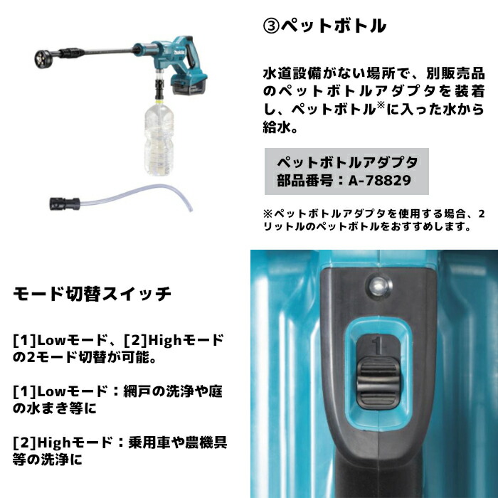 楽天市場】マキタ(makita) MHW180DZ 充電式洗浄機 18V 本体のみ