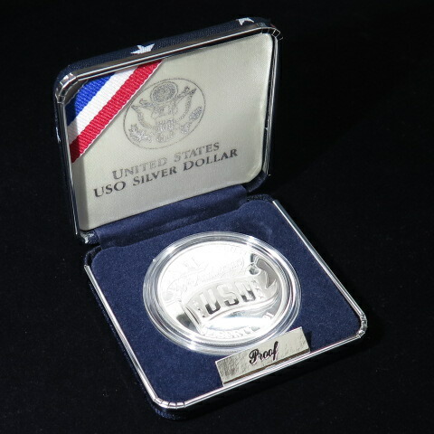 楽天市場】アメリカ 米国慰問協会(USO)50周年 1ドルプルーフ銀貨 1991