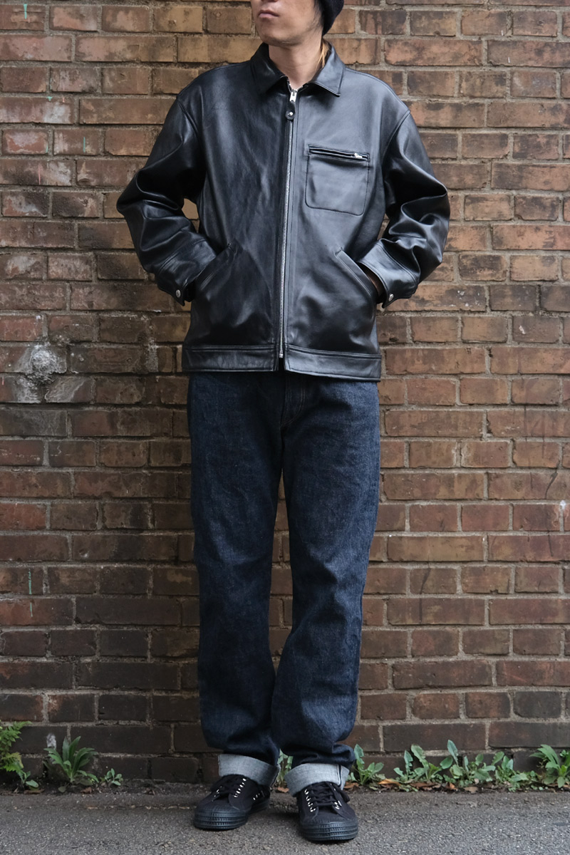 Schott レザー x ウール ライダースジャケット M 山羊革 チェック