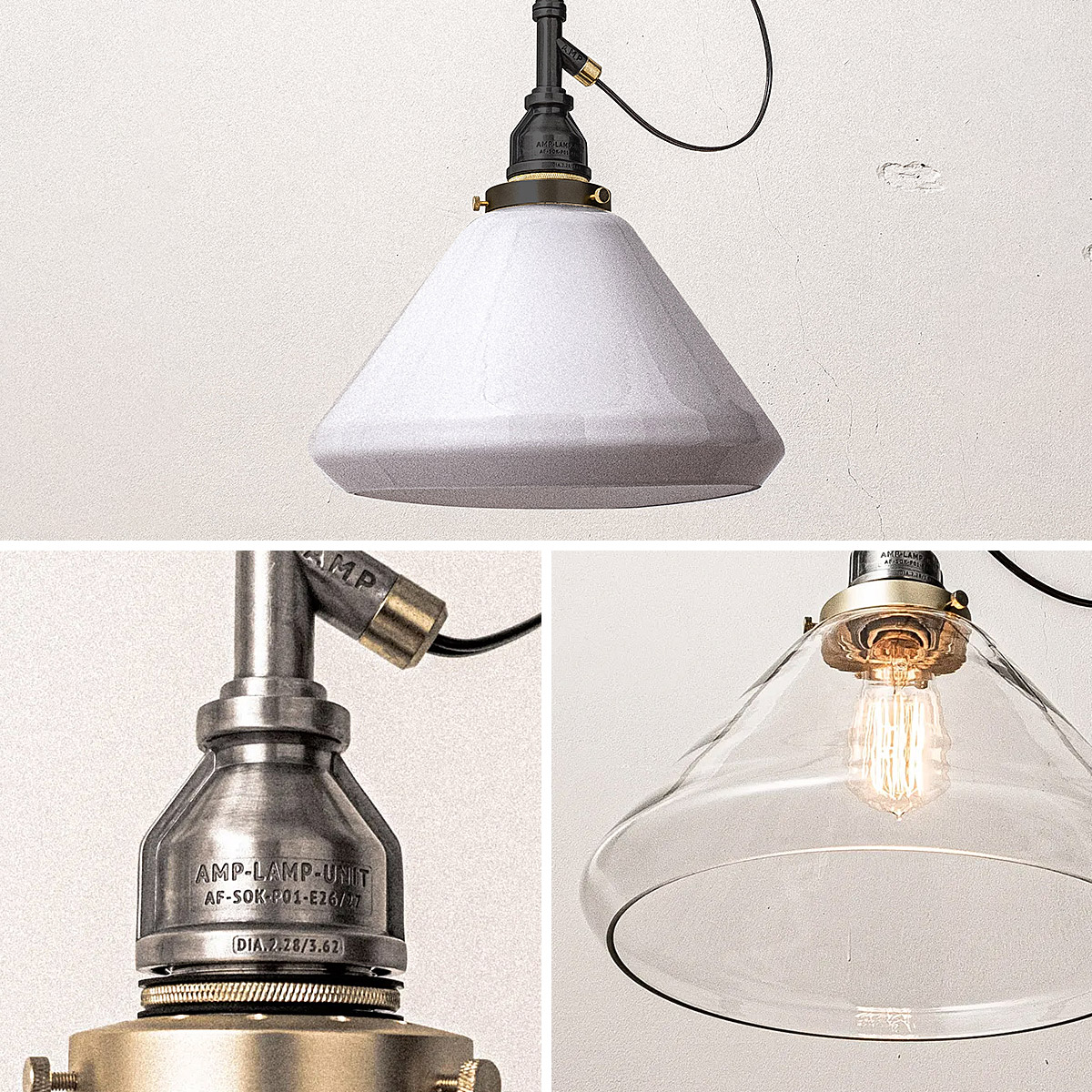 楽天市場】AMP GLASS LAMP LARGE WIRE アンパサンド ガラスランプ