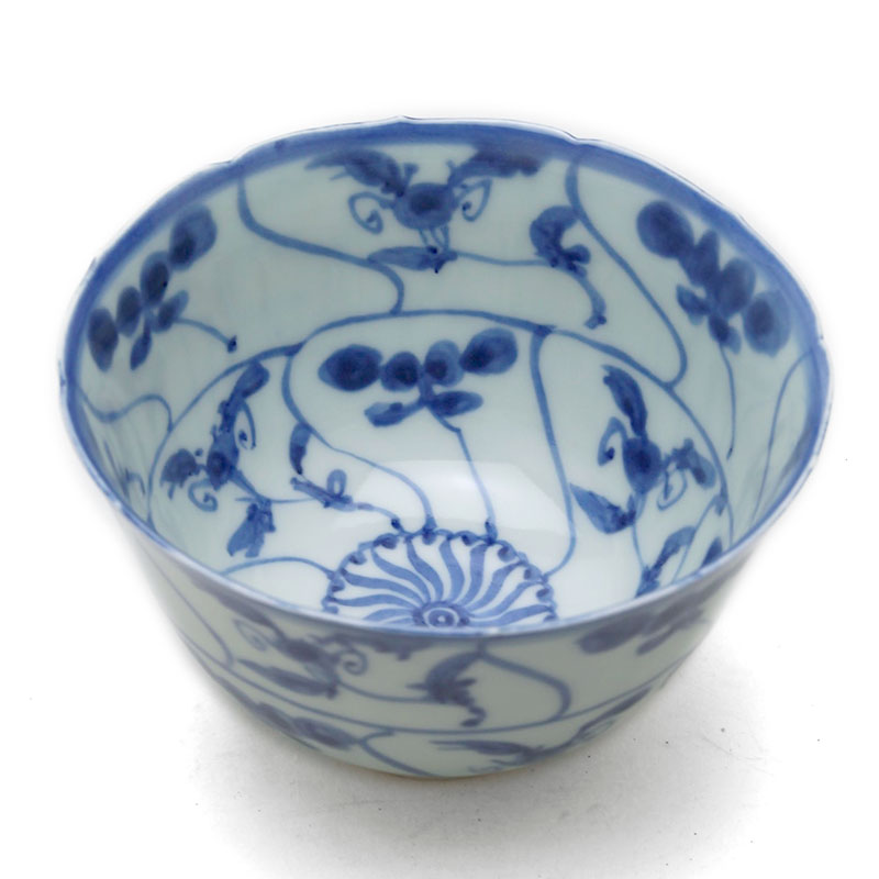 染付安南手輪花深鉢・土山敬司 小鉢×2個