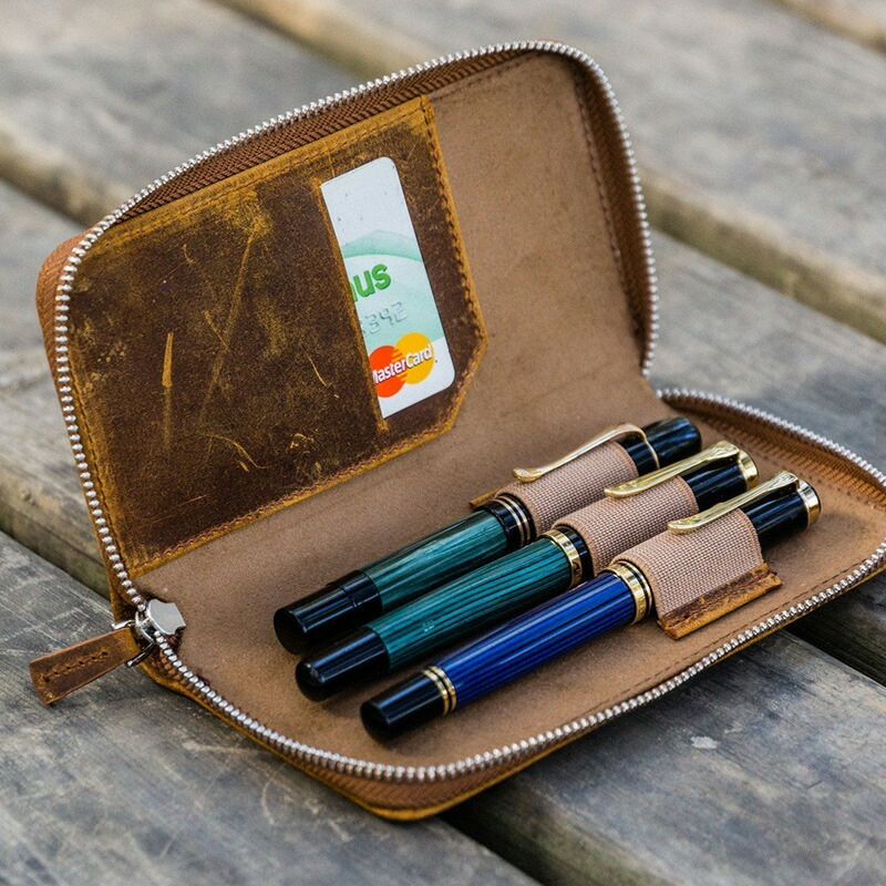 楽天市場】Galen Leather ガレンレザー Leather Zippered 3 Slots Pen