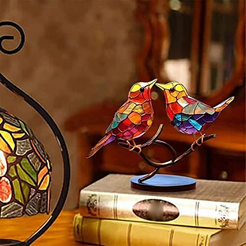 クリスタルガラスの鳥の置物 2羽の鳥がさえずってます。角度を