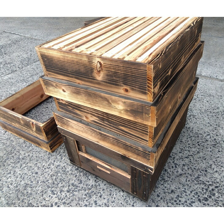 楽天市場】ミツバチ 継箱 焼杉 仕上げ幅500×奥行410×高さ450ミリ 国産