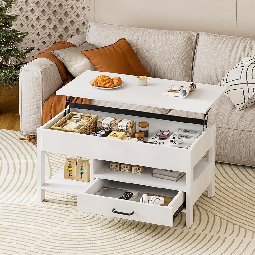 楽天市場】ローテーブル 昇降式 木製 コーヒーテーブル 引き出し付き