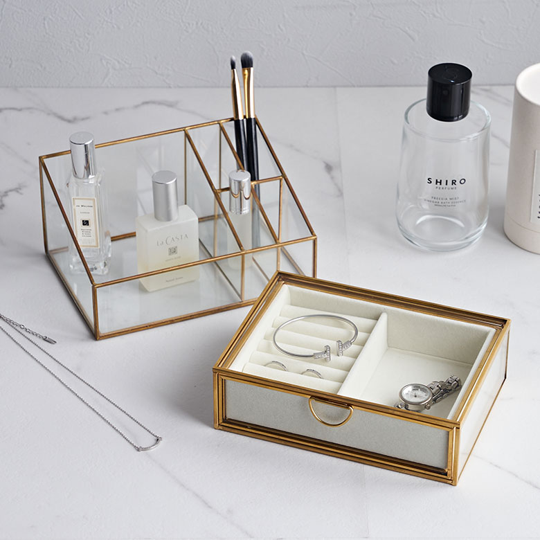 楽天市場】真鍮 ガラス アクセサリーケース 透明 ジュエリーボックス
