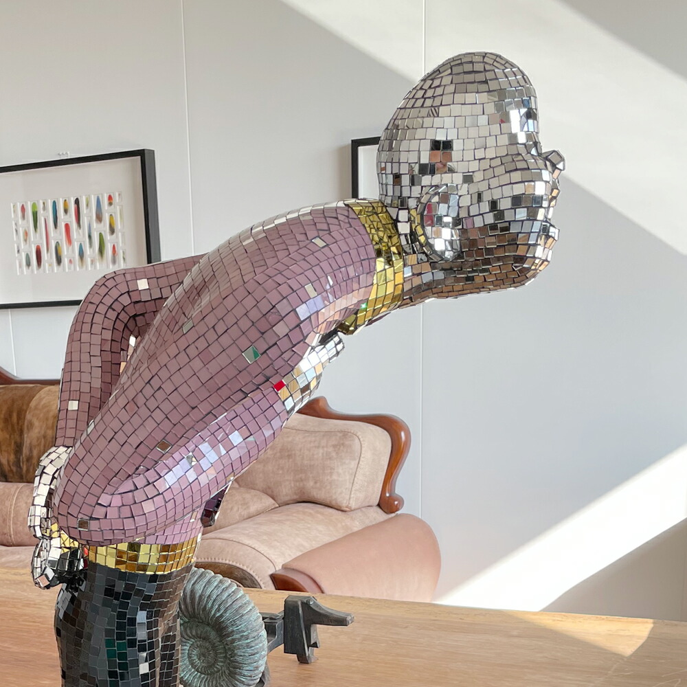 木彫 オブジェ 男女ペア アンティーク 置物 高さ約35cm 木彫 オブジェ