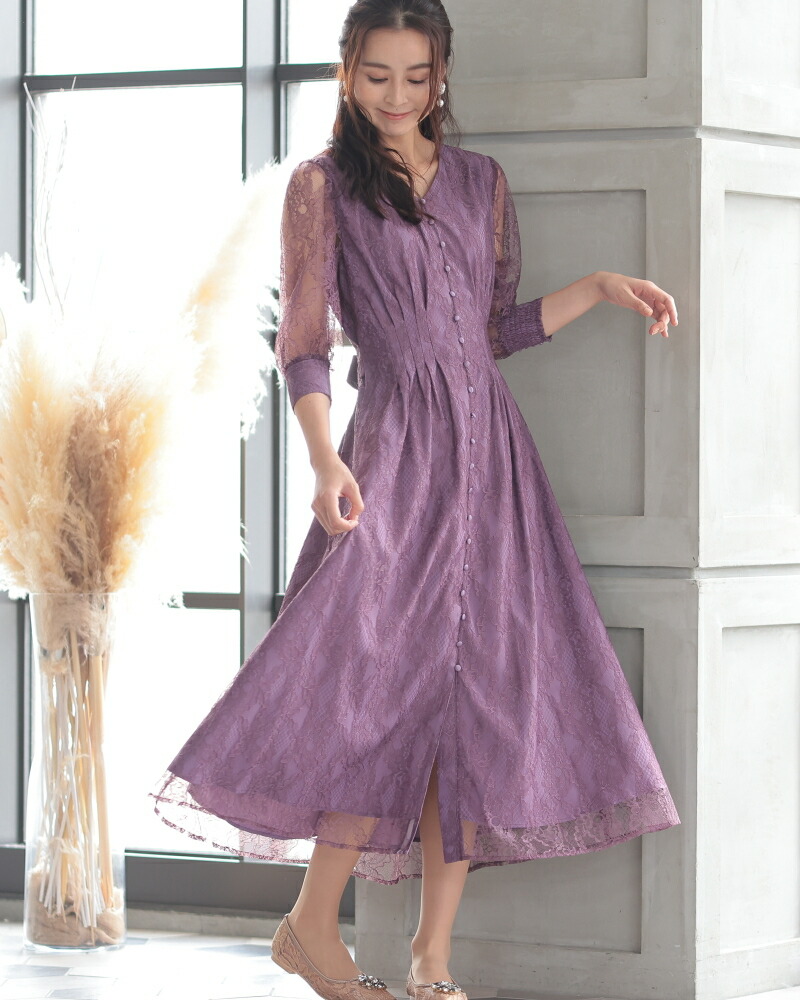 楽天市場】シアーレース 結婚式 パーティー ドレス ワンピース／プレ