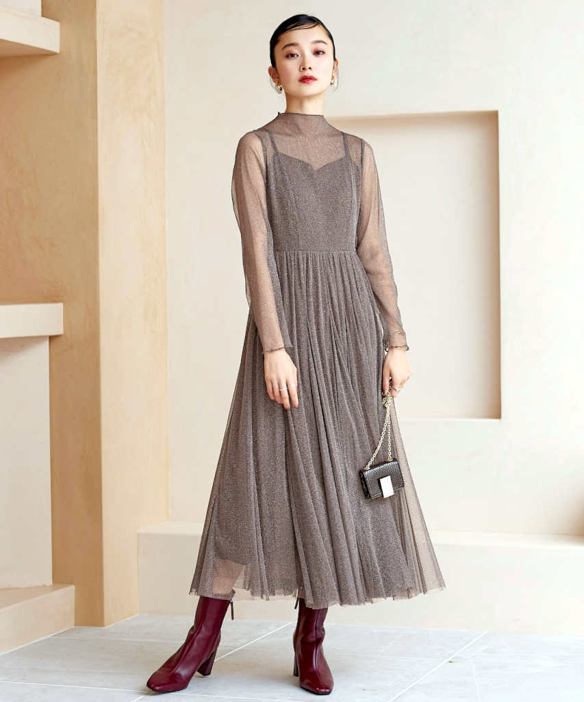 楽天市場】【S〜LL】ラメチュールメロウワンピースドレス／ルイルエ