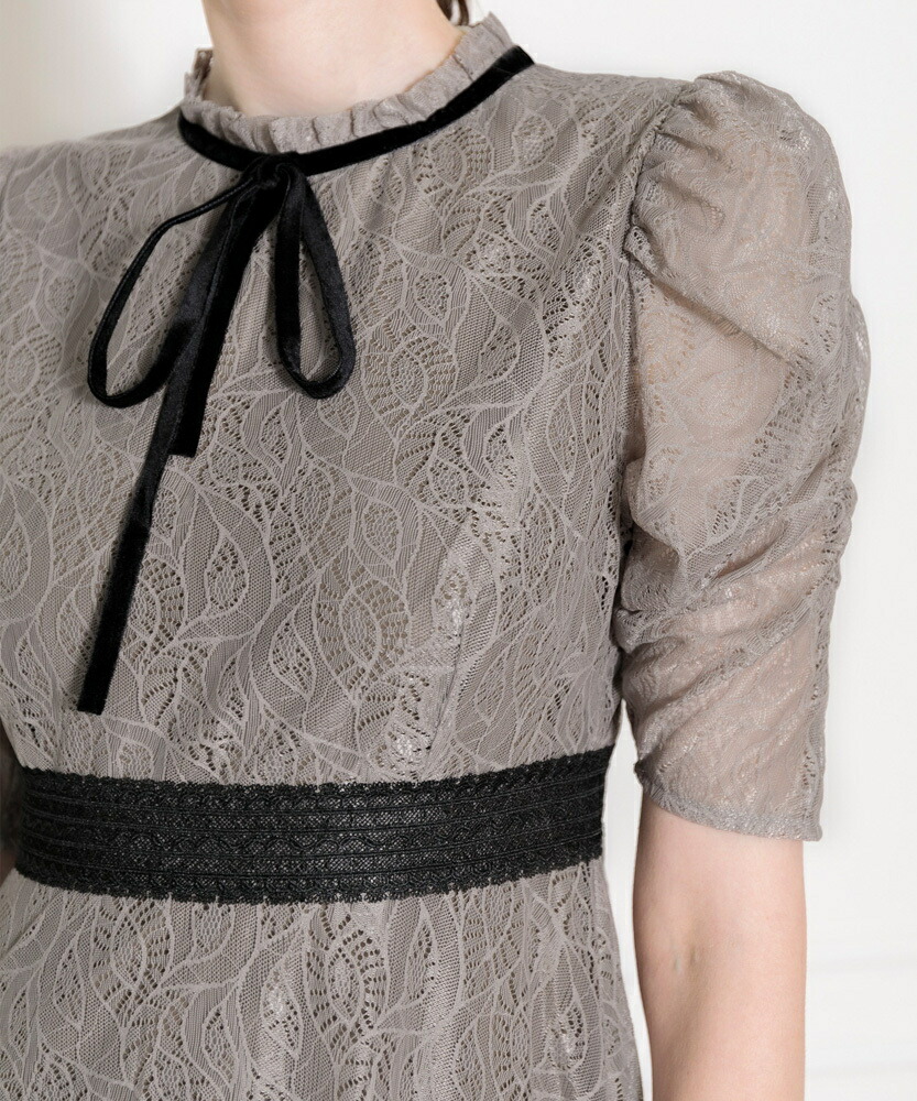 楽天市場】【LEJA】ウエストマークパフスリーブ総レースロングドレス