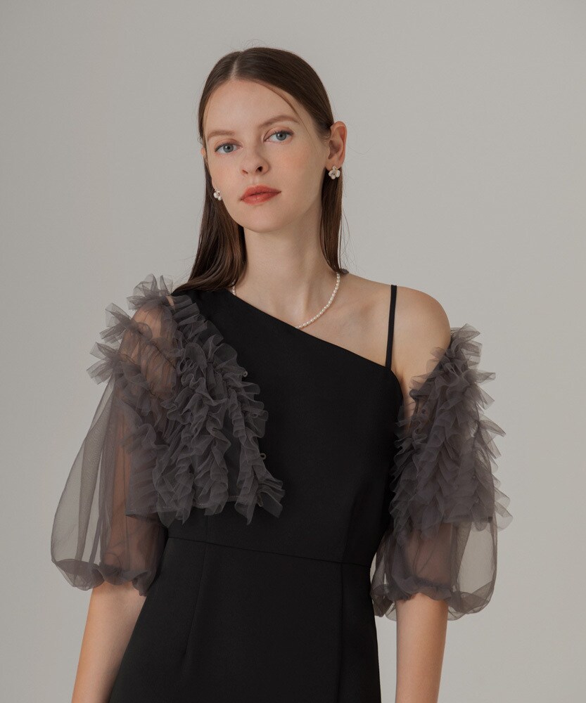 楽天市場】4wayチュールフリルボレロアシンメトリーIラインドレス