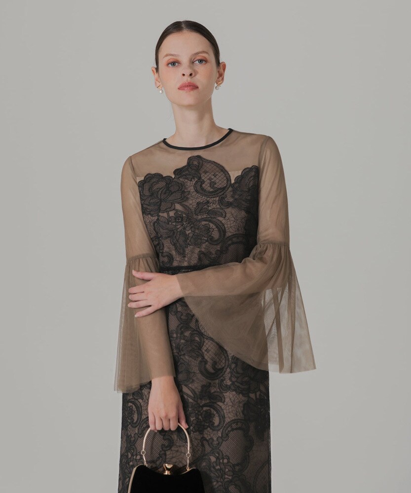 楽天市場】シアープリーツスリーブIラインワンピースドレス／レジャ