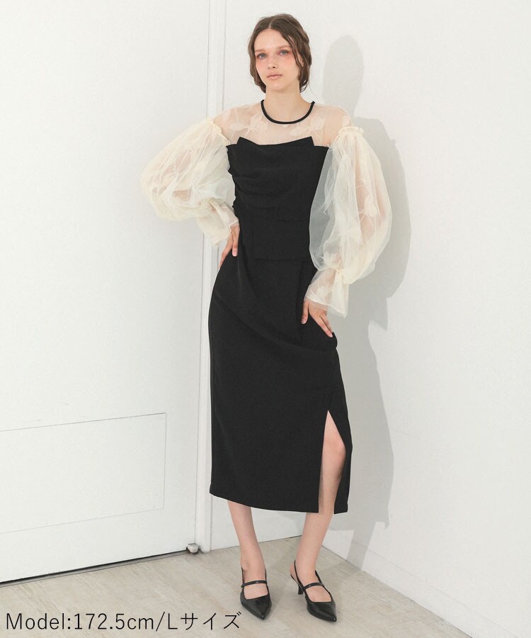 ANDRESD】draped bustier flocky dress／アンドレスド（ANDRESD