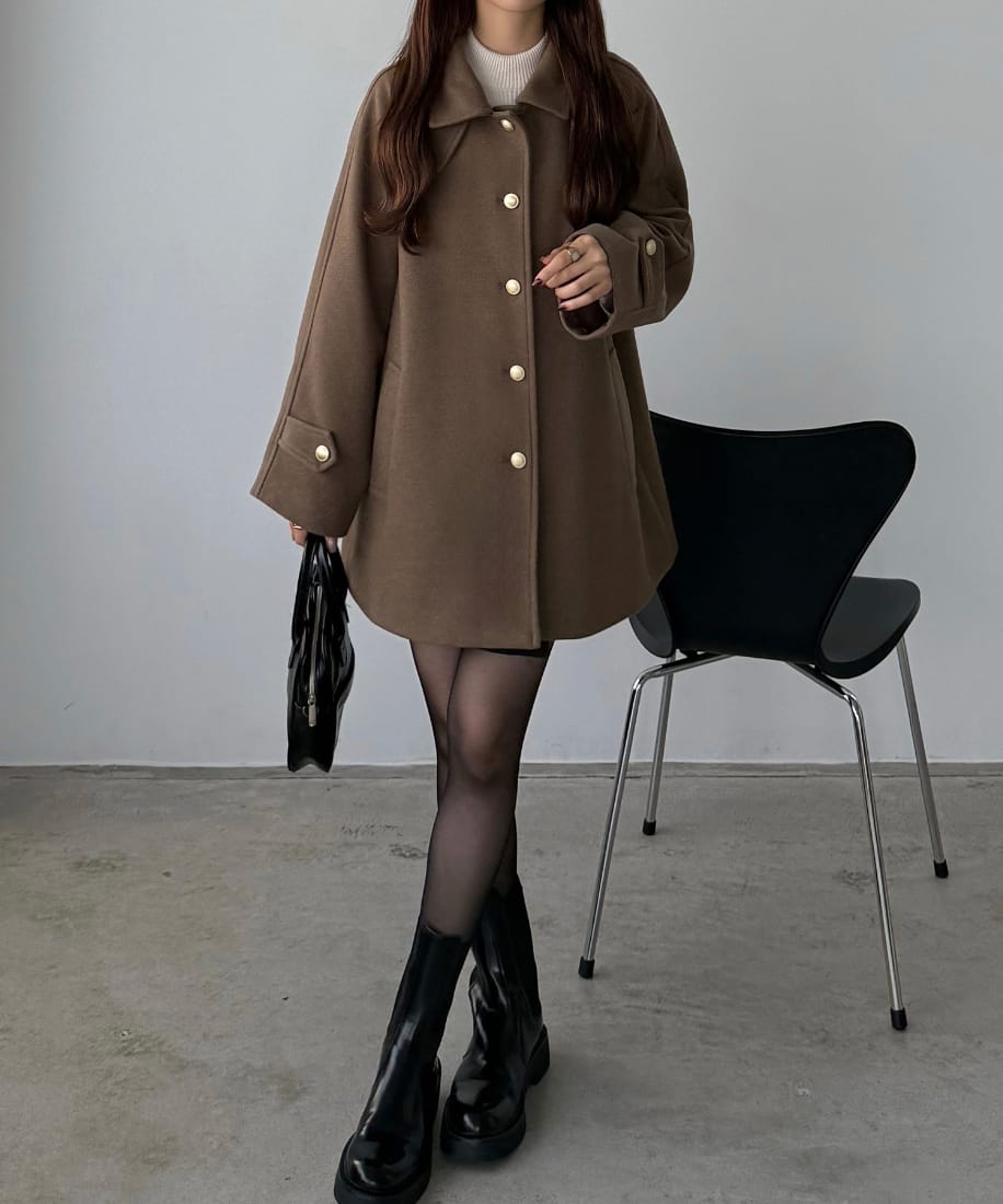 楽天市場】callautia ゴールドボタンミドルコート／カラウティア