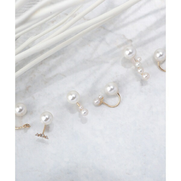 楽天市場】Cラインのパールキャッチピアス[2粒パール]／シエナロゼ