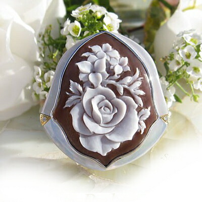 楽天市場】カメオ ブローチDomenico Balzano作 シェルカメオK18