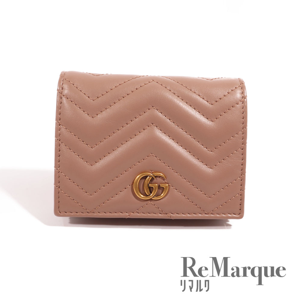 GUCCI 二つ折り財布 ベージュ レザー