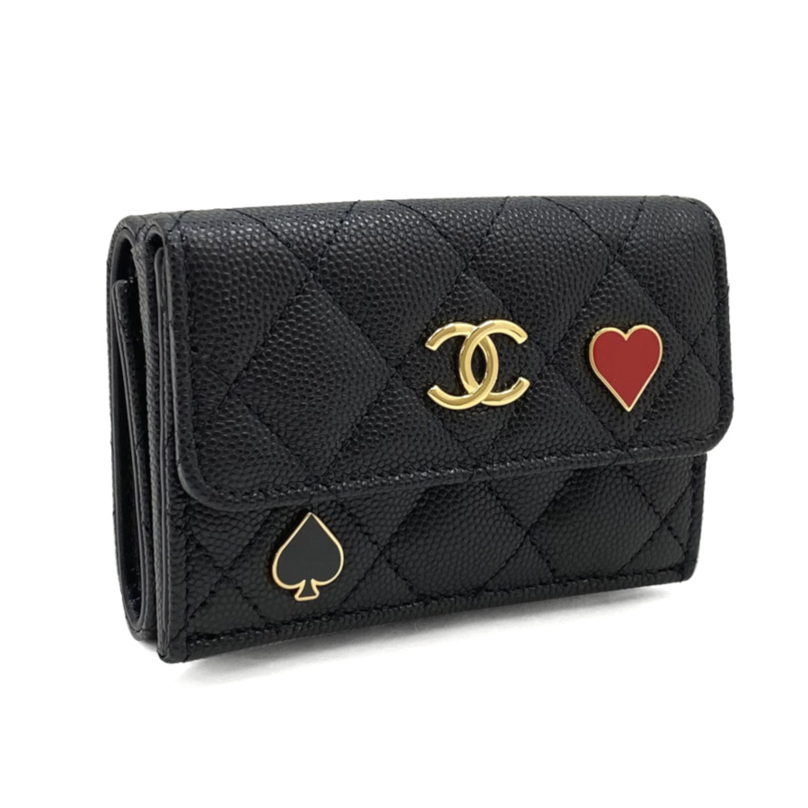 CHANEL財布三つ折り折りブラック