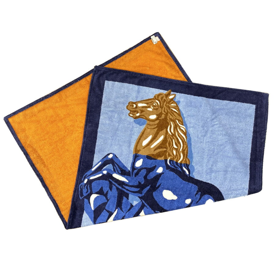 HERMESネイビー ストライプ ビーチバスタオル 楽天市場】【新品