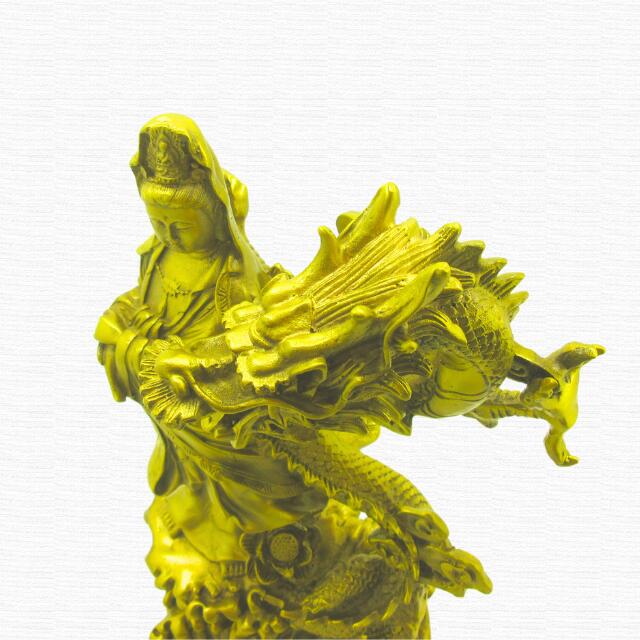 銅器 御龍観音仏像 観世音菩薩 鎮宅 辟邪 開運 風水 招財 置物 工芸品