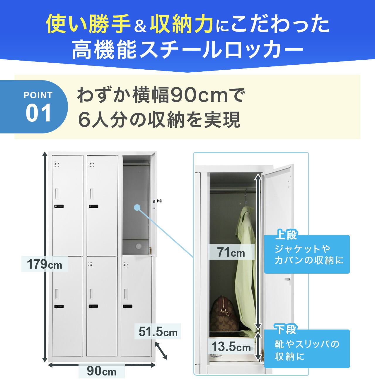 楽天市場】ダイヤル式ロッカー 6人用 オフィス 更衣室 鍵付き 3列 2段