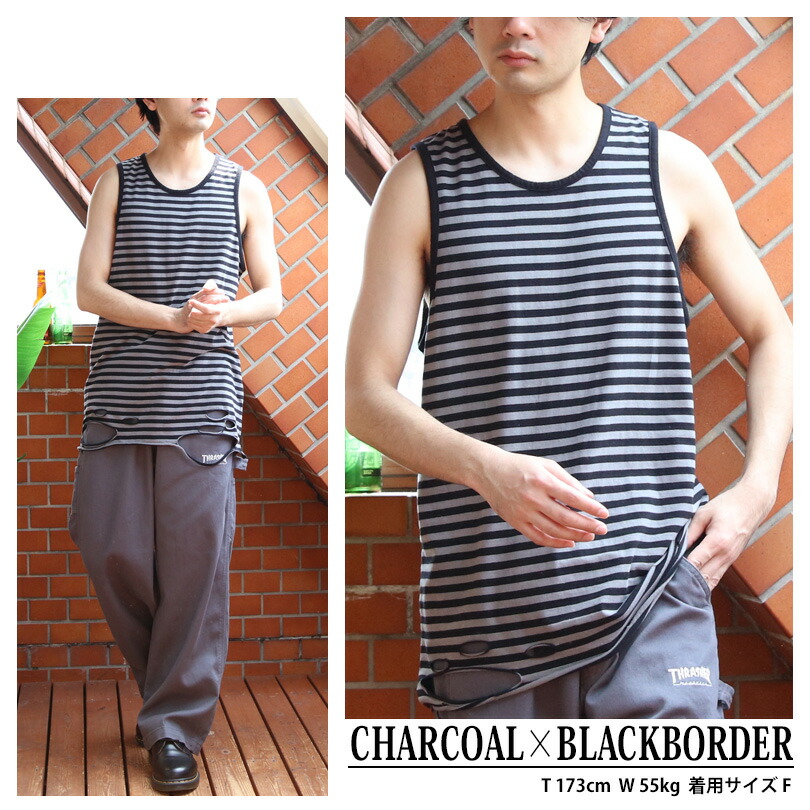 楽天市場】タンクトップ メンズ ダメージ加工全5色 新作 タンクトップ