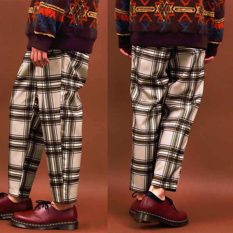 楽天市場】ワイドパンツ メンズ チェックパンツ【 送料無料 】全5色