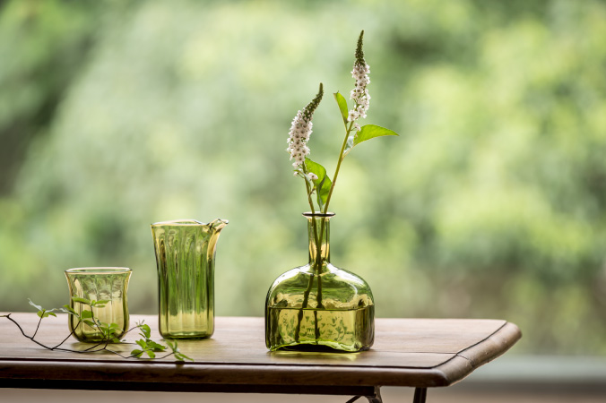 江戸切子作家 山田輝雄 作ガラス花器 オブジェ 伝統工芸 アート