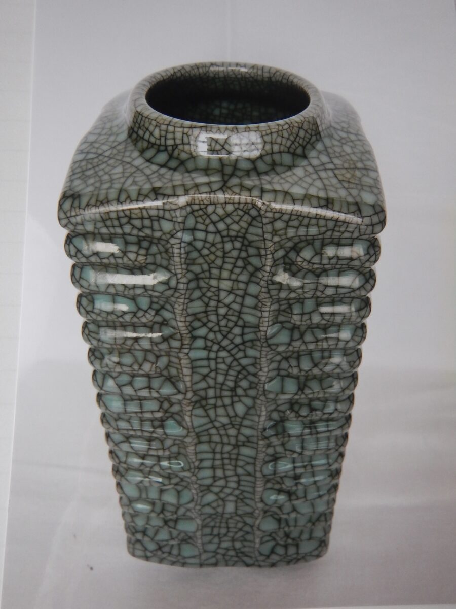 専用 中国古窯 哥窯青磁ヒビ焼 花瓶 高さ約18.4㎝ 東さ7-0330① 中国