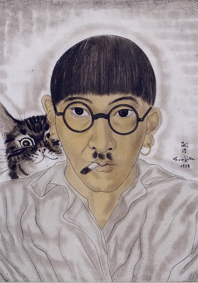 真作初版】藤田嗣治 「芸術家の自画像」1927年 ルーブル美術館 真作