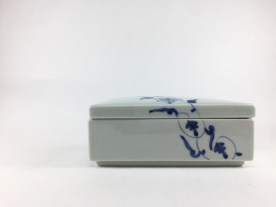 染付帯花唐草.長角陶箱 有田焼【蓋物/角箱/箱型】 — 佐賀有田