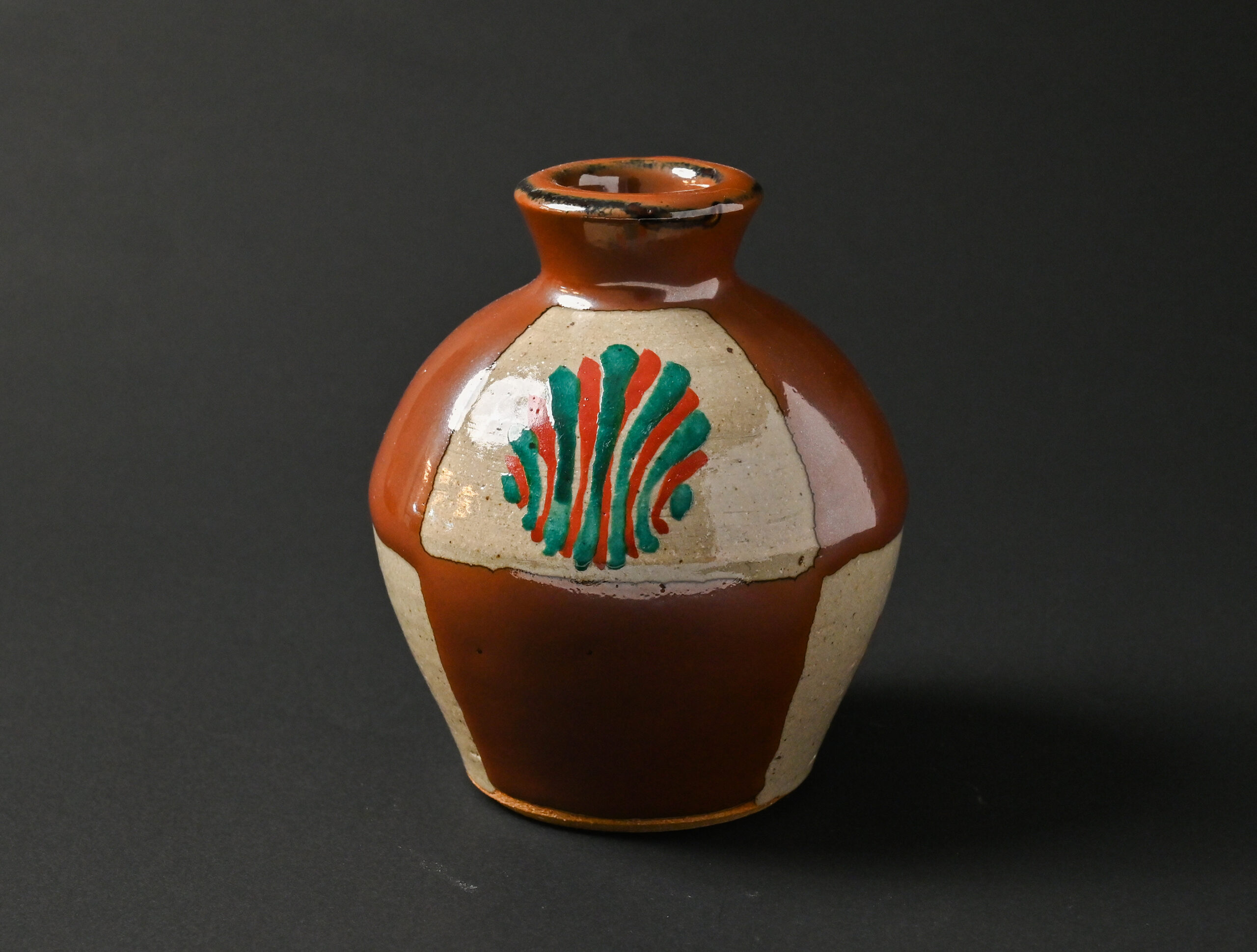 濱田友緒_柿釉赤絵花瓶｜黒のつかもと｜｜益子焼つかもと｜益子焼最大