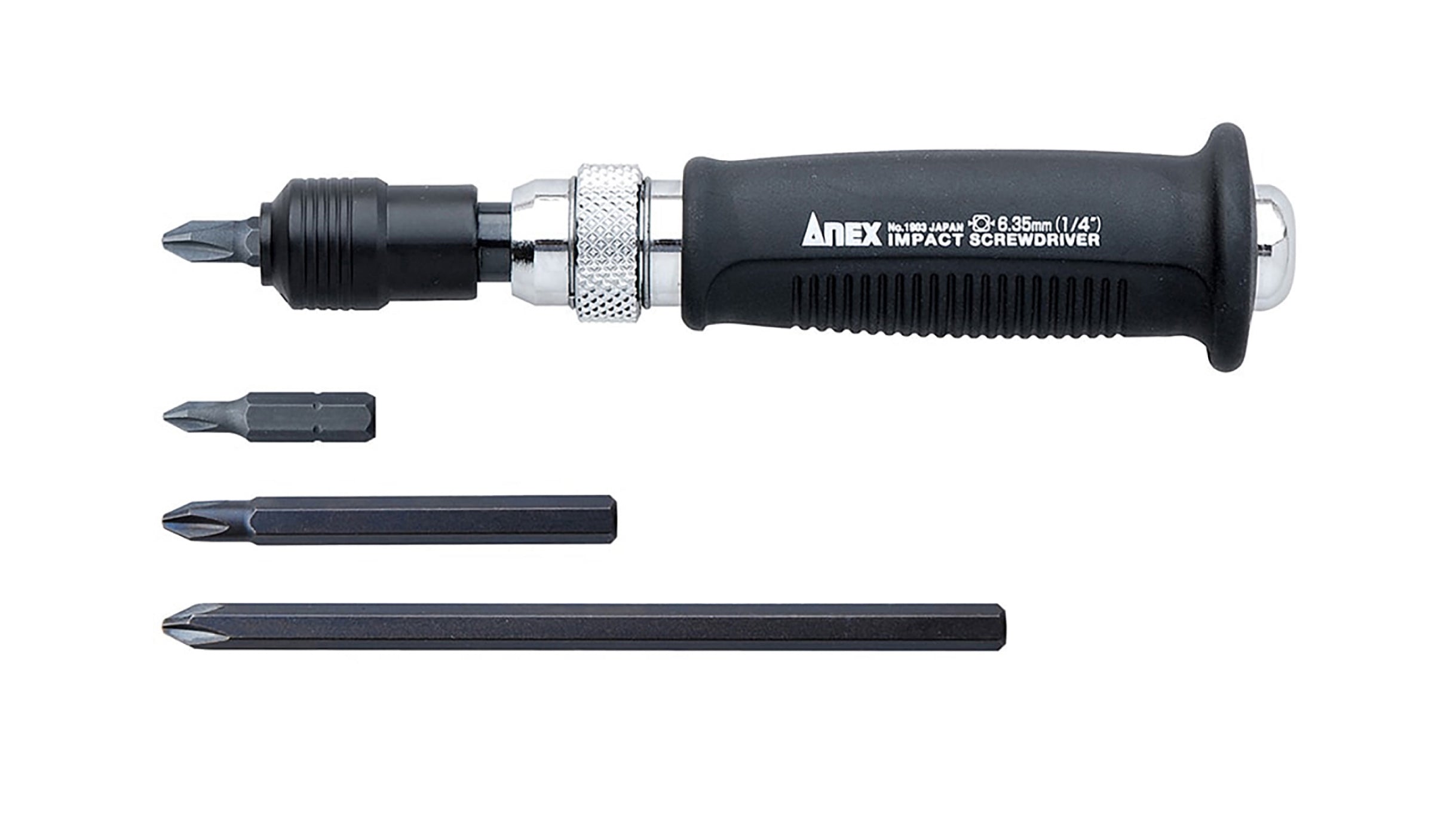 ANEX ミニインパクトドライバー ビット4本組 差込角6.35mm（1/4