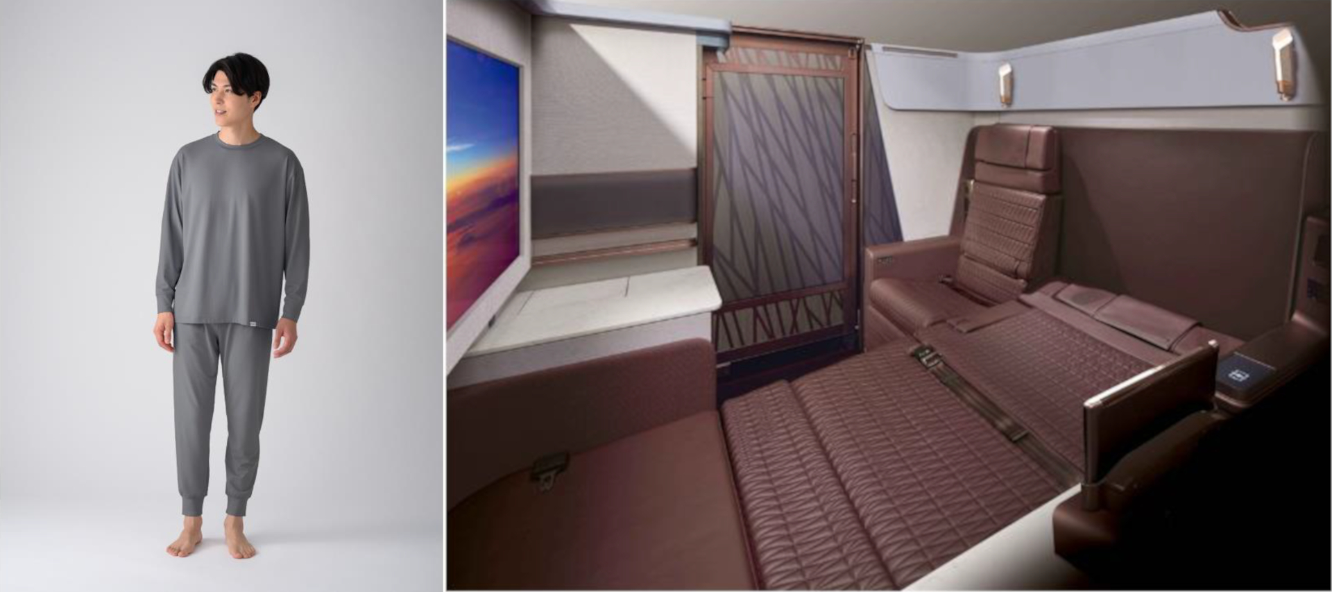 JAL ファーストクラスパジャマRED LL ヘラルボニーアメニティポーチ