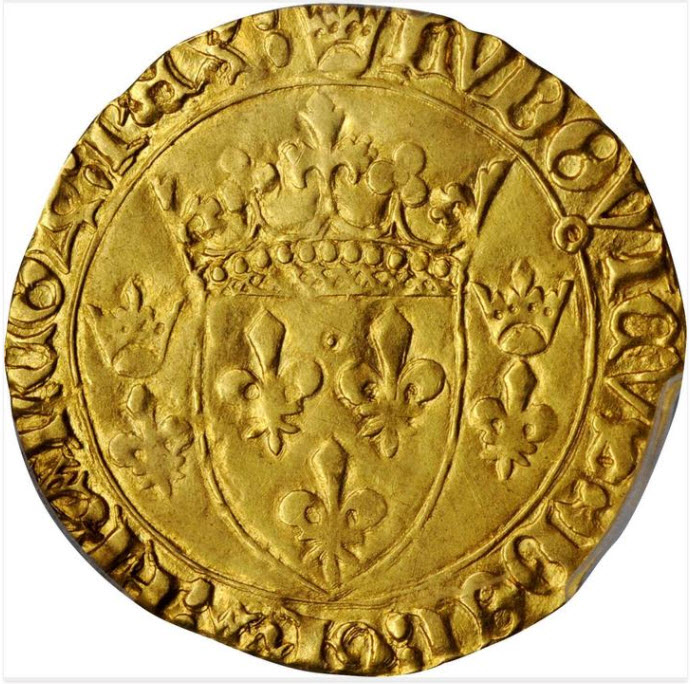 フランス1461-1483年ルイ11世エキュ・ドール金貨PCGS-AU55
