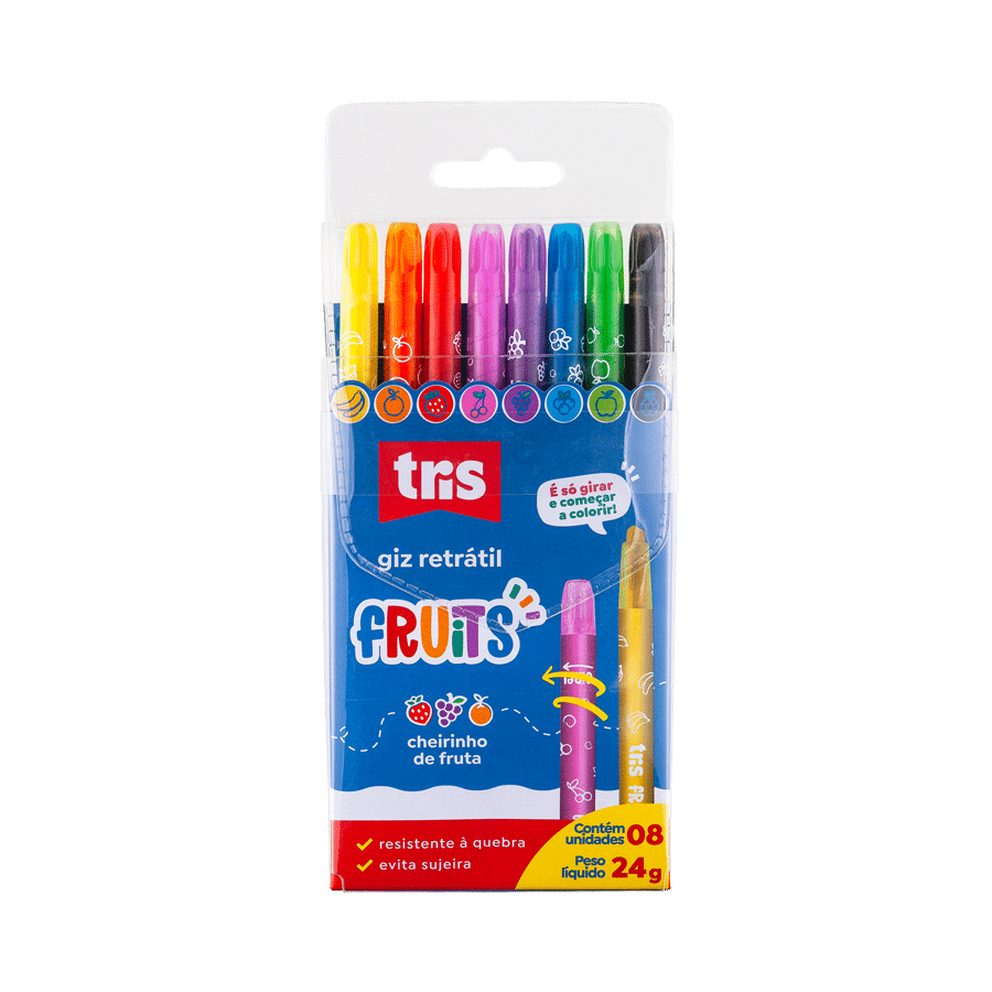 Giz Retrátil Fruits – 8 Cores e Cheiros Sortidos – Tris – Tris