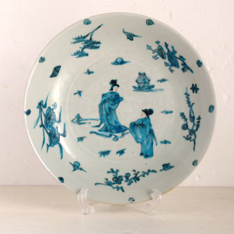 呉須手皿 明 中国美術 時代物 骨董アンティークNo.315 呉須手皿 明