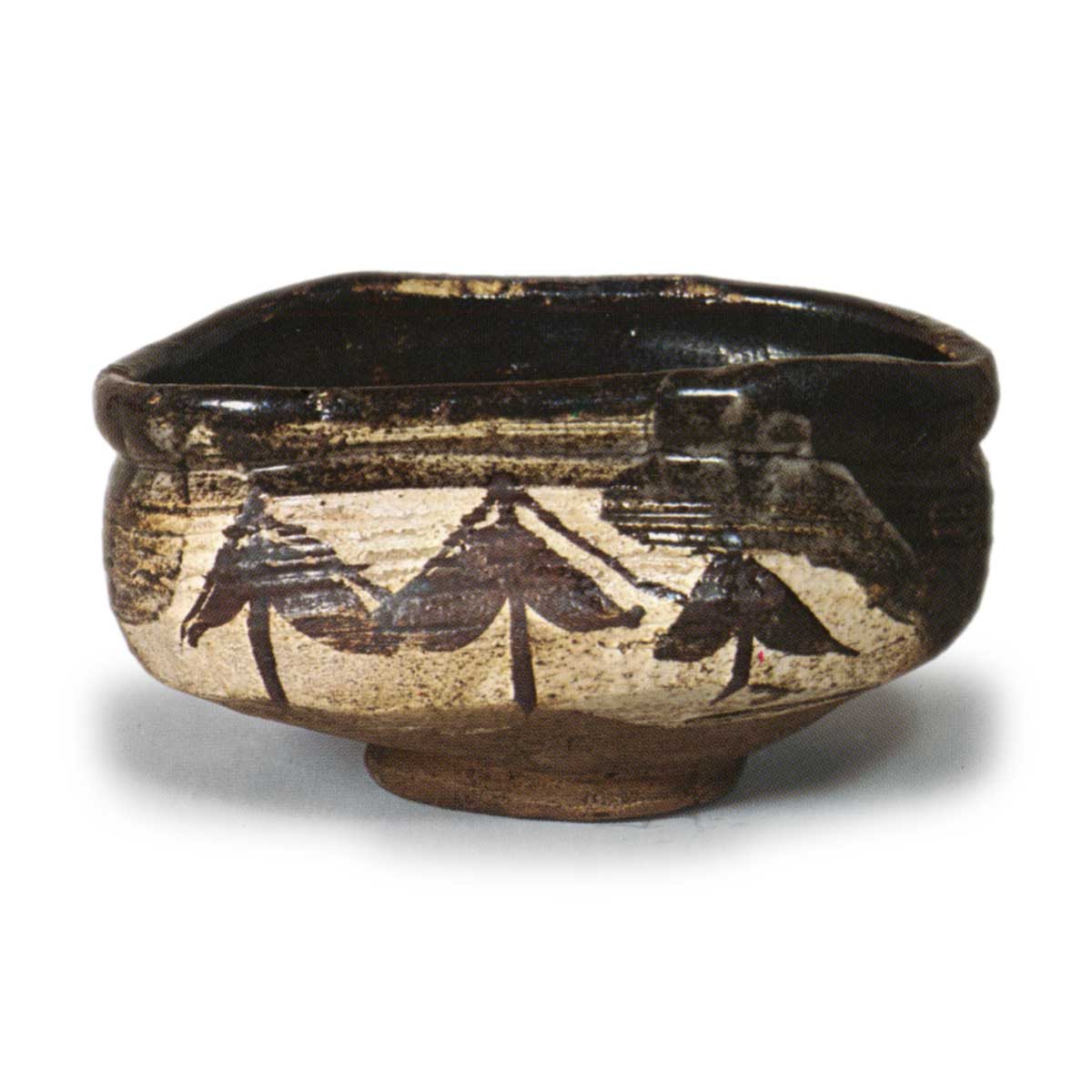 加藤作助 黒織部沓茶碗 織部沓茶碗加藤十右衛門？MA306 織部