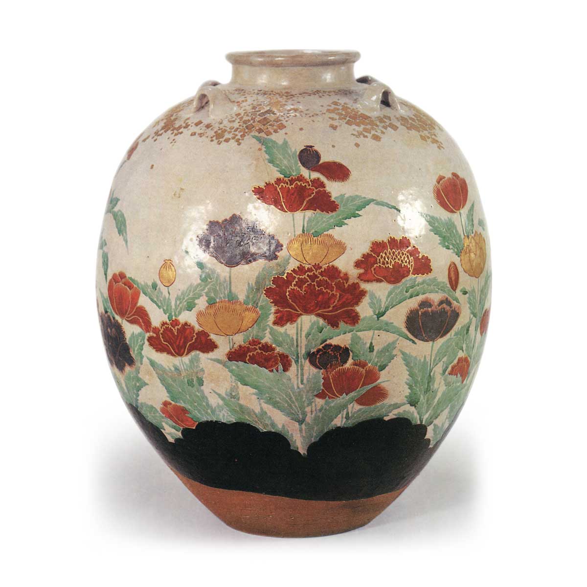 色絵磁器蝶図壺 (未使用 新品同様) 色絵磁器蝶図壺 (未使用 新品同様