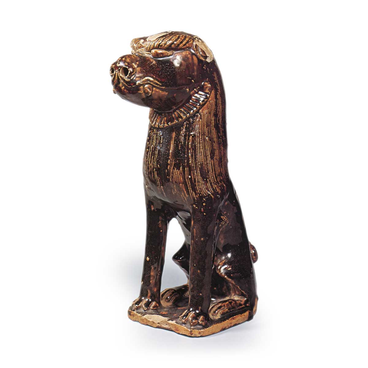 置物□狛犬一対 飴釉（江戸期）享保4年 己亥 奉納 獅子 江戸期骨董