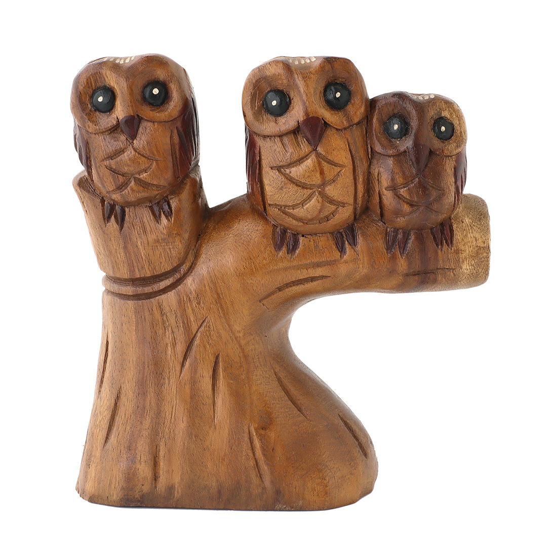 木彫 止まり木3フクロウ アジアン雑貨 置物 オブジェ タイ伝統工芸 梟 雑貨
