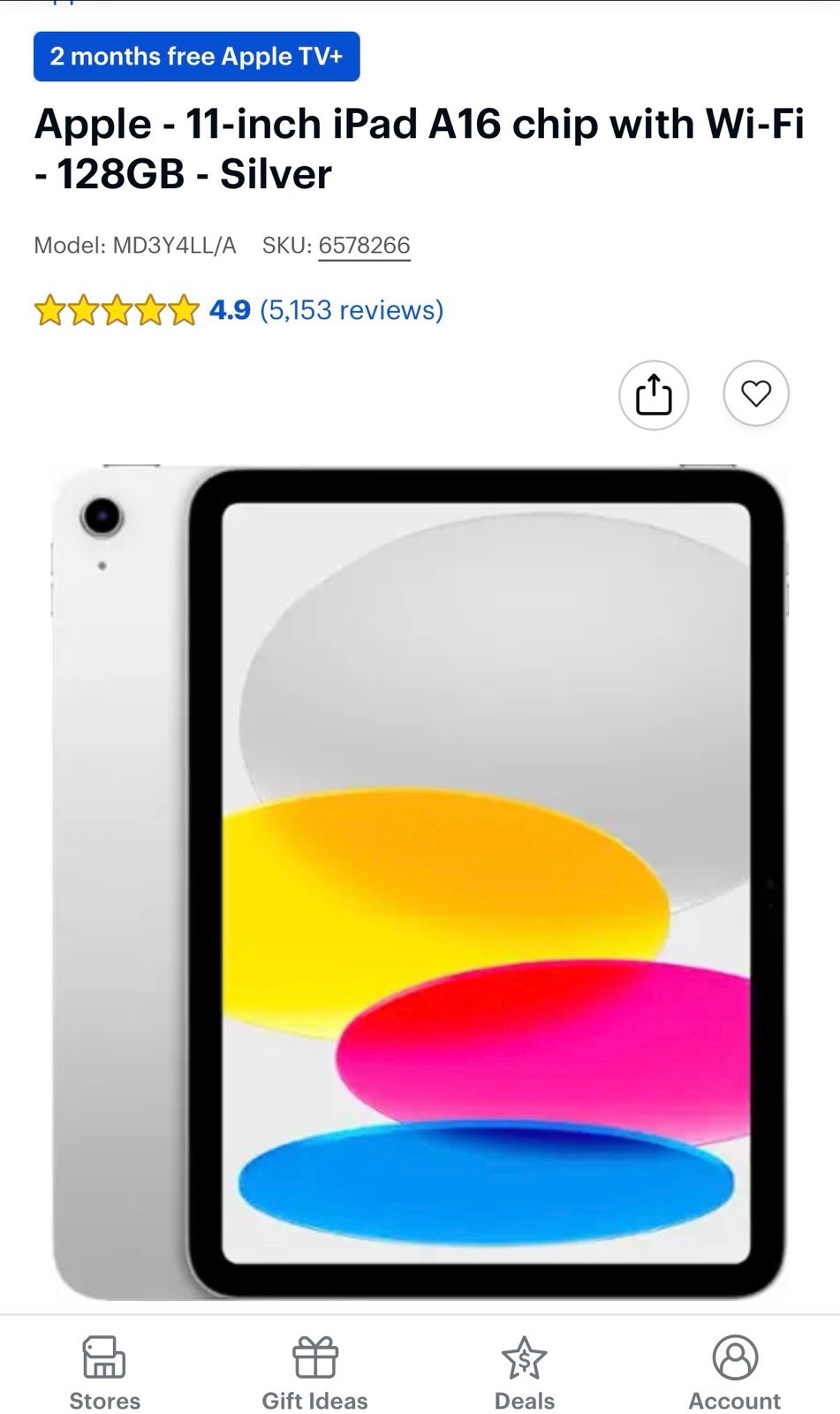 中古】iPad (A16/第11世代) 128GB シルバー Wi-Fi iPad (A16) 第11世代 Wi-
