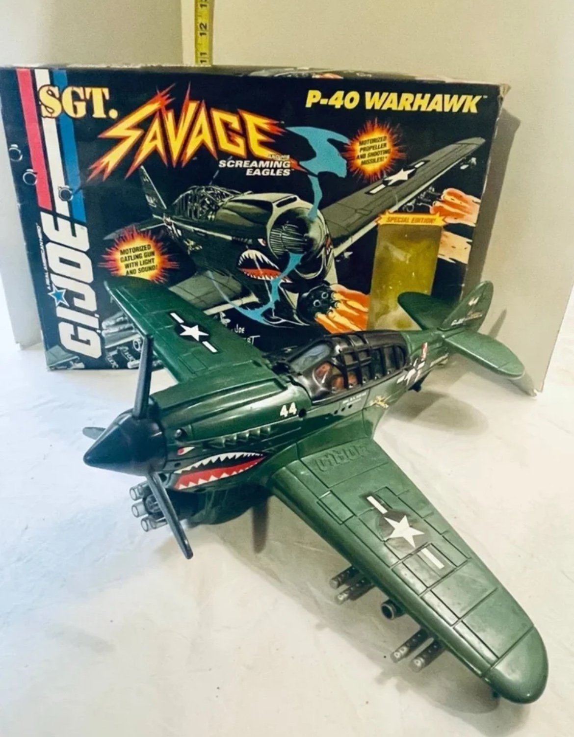 Vintage G.I. Joe 1994 P-40 Warhawk Fighter Plane with Sgt. Savage