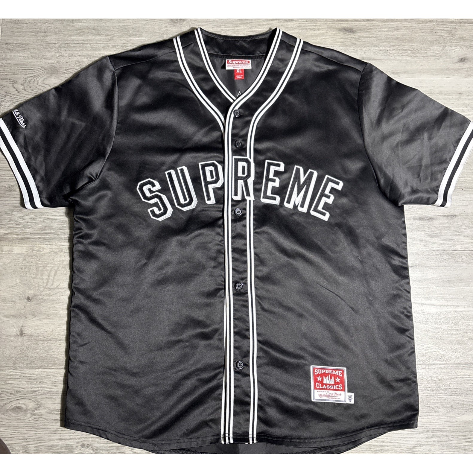Supreme x Mitchell & Ness Baseball Jersey Black XL 48 